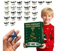 WWII Aircraft 3D Advent Calendar 2025,24 Days Christmas Countdown Calendar with 24 Warbirds,World War II Air Fighter Christmas Tree Decors,Fighter Xmas Surprise Gifts,for Collectors,Aviation Lovers
