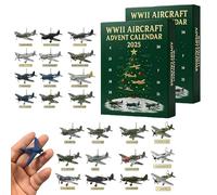 WWII Aircraft 3D Advent Calendar 2025,24 Days Christmas Countdown Calendar with 24 Warbirds,World War II Air Fighter Christmas Tree Decors,Fighter Xmas Surprise Gifts,for Collectors,Aviation Lovers