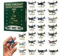 WWII Aircraft Advent Calendar 2025, 24 3D Mini Warbirds Christmas Countdown Calendar with Fighter Planes,Airplane Pendant Advent Calendars, World War II Air Fighter Christmas Tree Decorations (1 Pcs)