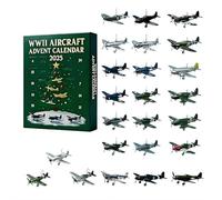 Wwii Aircraft Advent Calendar 2025 - 24-day Airplane Countdown Calendar with Mini Warbird Models, Acrylic Display Box for Aviation Enthusiasts, History Buffs & Military Collectors