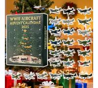 WWII Aircraft Advent Calendar 2025,24 Days Christmas Countdown Calendar,2D Acrylic Legendary Fighter Models 24 Unique Warbirds Collectors History Buffs Aviation Lovers Xmas Holiday Gifts (Aircraft)