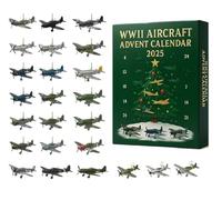 WWII Aircraft Advent Calendar 2025, 24 Days Christmas Countdown Calendar with 24 Unique Mini Warbirds, Fighter Countdown Calendar for Boy Girl Women Man Aviation Lovers