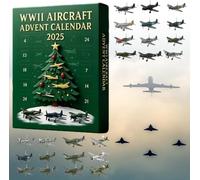 WWII Aircraft Advent Calendar 2025, 24 Days Christmas Countdown Calendar with 24 Unique Mini Warbirds, 2D Fighter Countdown Surprise Gifts for Model Collectors, History Buffs, Aviation Lovers
