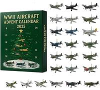 WWII Aircraft Advent Calendar 2025, 24 Days Christmas Countdown Calendar with 24 Unique Mini Warbirds, Fighter Countdown Surprise Gifts for Model Collectors, History Buffs, Aviation Lovers (1PCS)