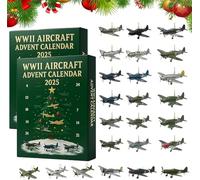 WWII Aircraft Advent Calendar 2025, 24 Days Christmas Countdown Calendar with 24 Unique Mini Warbirds, Fighter Countdown Surprise Gifts for Model Collectors, History Buffs, Aviation Lovers (2PCS)