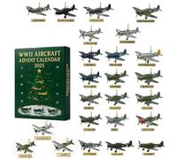 WWII Aircraft Advent Calendar 2025, 24 Days Christmas Countdown, Including 24 Unique Mini Ornaments, Surprise Countdown Gifts for Model Collectors, History Buffs, Aviation Lovers (Green)