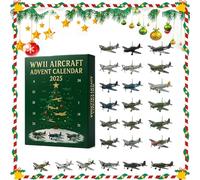 WWII Aircraft Advent Calendar 2025 - 24 Days Christmas Countdown with Miniature Warbird Ornaments, 2D Acrylic Fighter Models for Collectors, History Lovers, Aviation Enthusiasts