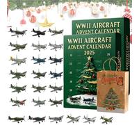 WWII Aircraft Advent Calendar 2025 - 24 Days of Iconic Warbirds, 24 Day Fighter Jets Ornament Christmas Countdown Calendar, for Airplane Lovers Christmas Decor (2PCS)