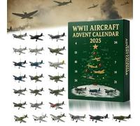 WWII Aircraft Advent Calendar 2025 - 24 Days of Iconic Warbirds, 24 Days Christmas Countdown Calendar with 24 Unique Mini Warbirds, Air Fighter Christmas Tree Decorations (1Set)