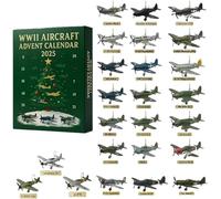 WWII Aircraft Advent Calendar 2025 - 24 Days of Iconic Warbirds, Christmas Countdown Calendar 2025 Contains 24 Fighter Jet Pendants for Friend Family