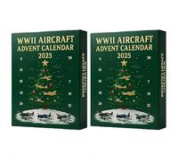 WWII Aircraft Advent Calendar 2025,24 Days of Iconic Warbirds,Christmas Countdown Calendar with Fighter Planes,Countdown Surprise Gifts for Model Collectors, History Buffs, Aviation Lovers (2pcs)