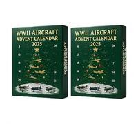 WWII Aircraft Advent Calendar 2025, 24 Days of Warbirds Countdown Box, Christmas Countdown Airplane Advent Calendar with Fighter Planes, Christmas Tree Decorations for Lovers (3D airplane 2pcs)
