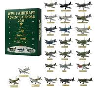 Wwii Aircraft Advent Calendar 2025 - 24 Days of Warbirds,Ww2 Aircraft Advent Calendar Christmas Countdown with 24 Mini Warbirds to Unbox,Aviation Model Plane