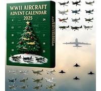 WWII Aircraft Advent Calendar 2025, 24 Mini Warbirds Christmas Countdown Calendar with Fighter Planes, Bombers & Historical Aircraft Models, Airplane Advent Calendar for Boy Men