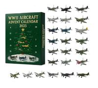 WWII Aircraft Advent Calendar 2025-24 Mini Warbirds to Unbox, 24 Days Christmas Countdown Calendar with 24 Fighter Jet Pendants, Gifts for Model Collectors, Aviation Lover, Airplane Lovers