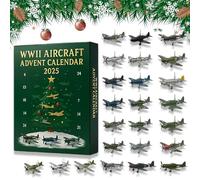 WWII Aircraft Advent Calendar, 2025 Handmade Miniature Christmas Fighter Countdown Calendar with 24 iconic WWII legendary warbird models for Model Collectors, History Buffs, Aviation Lovers