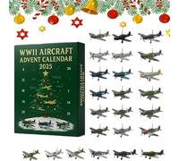 WWII Aircraft Advent Calendar, 24 Days Christmas Countdown Calendar, 24 Mini Warbirds To Unbox, Fighter Countdown Surprise Gifts, for Model Collectors, History Buffs, Aviation Lovers