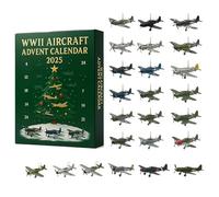 WWII Aircraft Advent Calendar, 24 Days Christmas Countdown Calendar with 24 Miniature Warbirds, 2D Acrylic Legendary Fighter Models for Model Collectors, History Buffs, Aviation Lovers