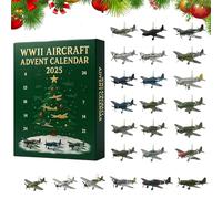WWII Aircraft Advent Calendar - 24 Days of Iconic Warbirds, Christmas Countdown Calendar 2025 Contains 24 Fighter Jet Pendants, Holiday Decor Gift for Airplane Lovers,1pc