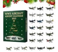 WWII Aircraft Advent Calendar - 24 Mini Warbirds To Unbox, 24-Day Christmas Advent Countdown Calendar With 24 Unique Historically Significant Miniature Aircraft Gifts Airplane Lovers (Green)