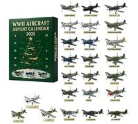 Wwii Aircraft Advent Calendar - 24 Mini Warbirds To Unbox, 24 Days Christmas Countdown Calendar 2025,Fighter Countdown Surprise Gifts for Model Collectors, History Buffs, Aviation Lovers (Green)