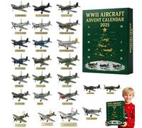 Wwii Aircraft Advent Calendar - 24 Mini Warbirds To Unbox,24 Days Christmas Countdown Calendar with Unique Mini Warbirds, Fighter Countdown Surprise Gifts for Model Collectors, Aviation Lovers