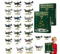 Wwii Aircraft Advent Calendar - 24 Mini Warbirds To Unbox,24 Days Christmas Countdown Calendar with Unique Mini Warbirds, Fighter Countdown Surprise Gifts for Model Collectors, Aviation Lovers