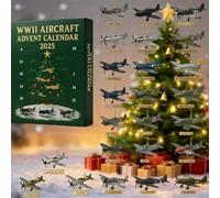 Wwii Aircraft Advent Calendar - Christmas Countdown Calendar with 24 Days Mini Warbirds Ornaments, Miniature Aircraft Christmas Tree Decorations,Fighter Countdown Gifts for Model Collectors (1pcs)