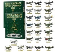 Wwii Aircraft Advent Calendars 2025, 24 Days Christmas Countdown Calendar with 24 Unique Mini Warbirds Ornaments, Fighter Countdown Surprise Gifts, Xmas Holiday Gifts Party Favors