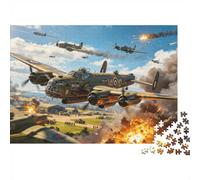 WWII Bomber Jigsaw Puzzles 1000 Piece Recycled Avro Lancaster Puzzle for Adults Puzzle Game Props Impossible Hard Difficult Challenging Fun Game 52x38cm/1000pcs