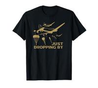 WWII C 47 Skytrain Dakota Paratroopers Dropping by T-Shirt