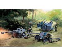 Wwii German Guns Set with 8 Figures Pak35 Pak40 Flack38 Plastic Kit 1:72 Model