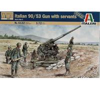 WWII Italian 90/53 Gun With Servants Figure Plastic Kit 1:72 Model ITALERI