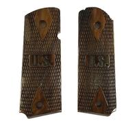 WWII M1911 / 1911 .45 Colt Handmade Checkered Ebony Wood Pistol Grips - Repro (Designer US)