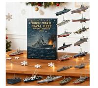 Wwii Naval Fleet Advent Calendar 2025 - 24 Days of Iconic Warships, 24 Days Christmass Countdown Calendars with 2D Warships, Christmas Advent Calendar for Men Dad Boy Naval History Lover