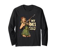 WWII Pin Up M-1 Garand Graphic Long Sleeve T-Shirt