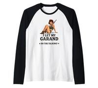 WWII Pin Up M-1 Garand Graphic Raglan Baseball Tee