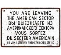 WWII Sign You are Leaving American Sector Vintage Decor Berlin Cold War History Allied Military Decorations Wall Art Man Cave 8x12 Metal Sign 208120068008