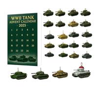 WWII Tank Advent Calendar 2025, 24 Days Christmas Countdown, 24 Unique Mini Cars, Surprise Countdown Gifts for Model Collectors, Car Lovers (Light Green, One Size)