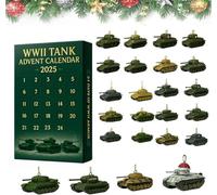 WWII Tank Advent Calendar 2025,24 Days Christmas Countdown Calendar with 24 Tank Ornaments,Military Tanks Christmas Tree Decor,Tanks Countdown Surprise for Model Collectors, History Buffs