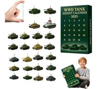 WWII Tank Advent Calendar 2025,24 Days Christmas Countdown Calendar with 24 Unique Mini Tank, Fighter Countdown Surprise Gifts for Model Collectors, History Buffs, Army Lovers