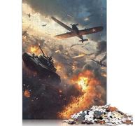 WWII Tank & Plane Battle 500 Pieces Wooden Jigsaw Puzzles Unique Puzzle Creative Jigsaw Puzzles Gift for Adults,Family Game Challenge Activity 500pcs (52x38cm)