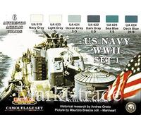 WWII US Navy Set 6 Colors a 32ml Italian Acrylic Hobby Colors LifeColor