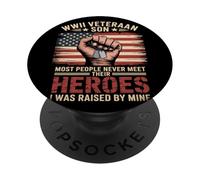 WWII Veteran Proud Son Veterans Day PopSockets Adhesive PopGrip
