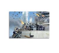 WWII Vintage Battleship Poster 1942 08 12 Operation Pedestal - Pom Pom Guns HMS Indomitable Poster Decorative Painting Canvas Wall Posters And Art Picture Print Modern Family Bedroom Decor Posters 20x