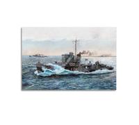 WWII Vintage Battleship Poster 1943 HMS Blencathra Decorative Canvas Family Bedroom Artwork Picture Painting 20x30inch(50x75cm)