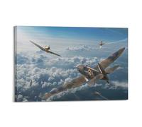 WWII Vintage Military Aircraft Poster Supermarine Spitfire Fighter Plane Decorative Painting Canvas Art Picture 12x18inch(30x45cm)