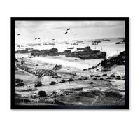 WWII War Us Landing Ships Omaha Beach D-day 1944 Photo Art Print Framed Poster Wall Decor 12x16 inch