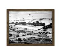 WWII War US Landing Ships Omaha Beach D-Day 1944 Photo Artwork Framed Wall Art Print 18X24 Inch