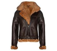 WWII Womens RAF Brown Ginger Sheepskin Aviator Flying Leather Jacket XL